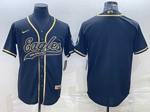 Men%27s Philadelphia Eagles Blank Black Gold With Patch Cool Base Stitched Baseball Jersey->philadelphia eagles->NFL Jersey